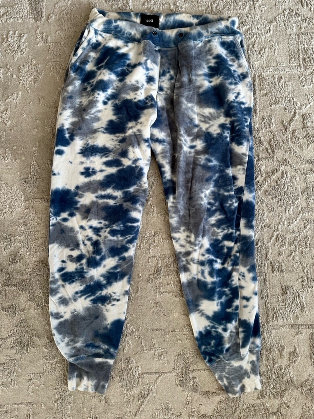 BDG Navy Tie-Dye Jogger Pants - Size:Medium